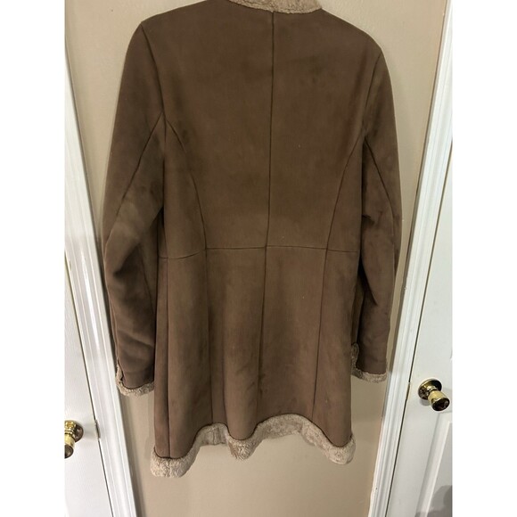 Vintage 90s Y2K Espirit Penny Lane Coat Womens S Tan Faux Suede Boho Festival - Picture 2 of 8